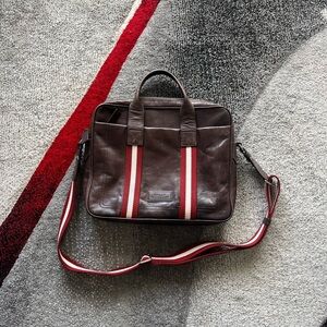 Bally Switzerland Brown Leather Crossbody Business Bag